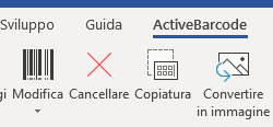 ActiveBarcode: Codice a barre Add-In per Microsoft® Word® 365, 2021, 2019, 2016, 2013, 2010