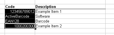 Etichette con codice a barre con dati importati