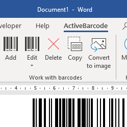 Word<br>Componente aggiuntivo codice a barre