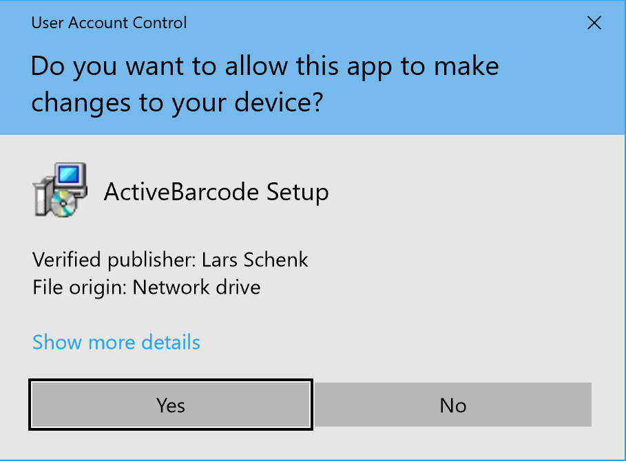 Controllo dell'account utente di configurazione del codice ActiveBar