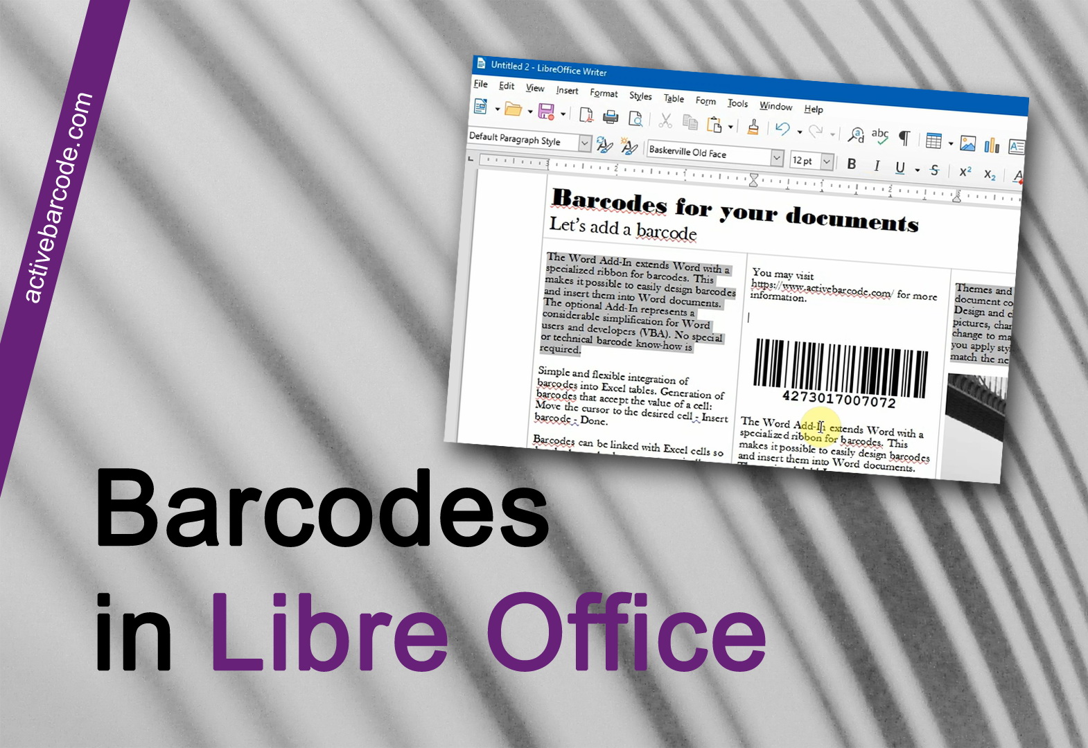 ActiveBarcode: Come aggiungere un codice a barre ai documenti LibreOffice o OpenOffice.