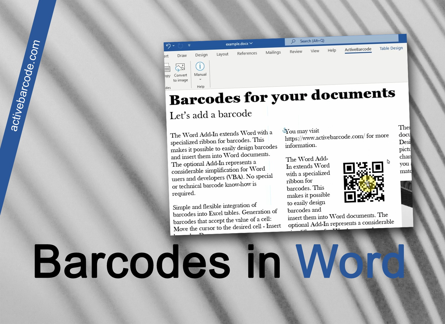 ActiveBarcode: Come incorporare un codice a barre in un documento Word.